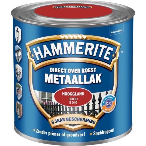 Hammerite Metaallak Hoogglans - Rood - 250ml