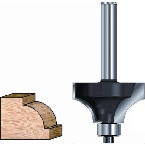 ENT Kwartrondfrees HM R12 met lager, Kolf 8mm - 7909818