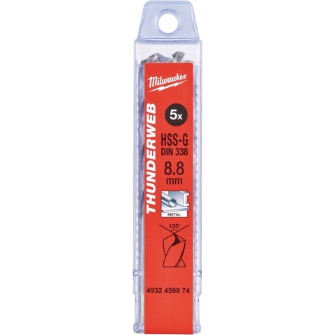 Milwaukee Accessoires Thunderweb HSS-G metaalboor 8.8 - 5 pc - 4932459874