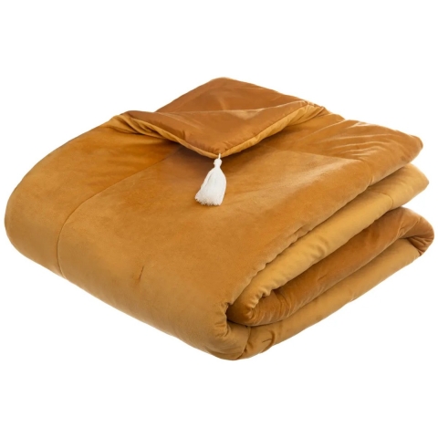 Atmosphera Bedsprei deken Sonia - fluweel okergeel - 80 x 180 cm - polyester - extra dik -