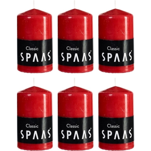 Cilinderkaars/stompkaars - rood - 6x - 6 x 10 cm - 25 branduren -