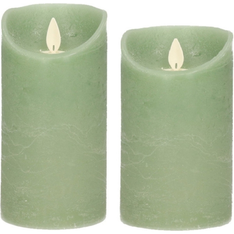 Set van 2x stuks Jade Groen Led kaarsen met bewegende vlam -