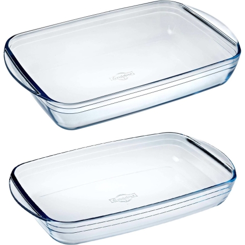 Set van 2x stuks rechthoekige glazen ovenschalen 2 en 3,6 liter -