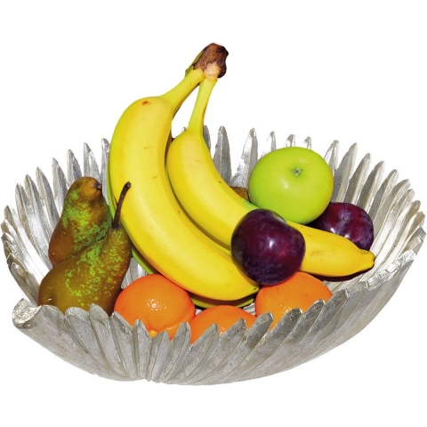 Fruitschaal zilver blad kunststof rond 31 cm -