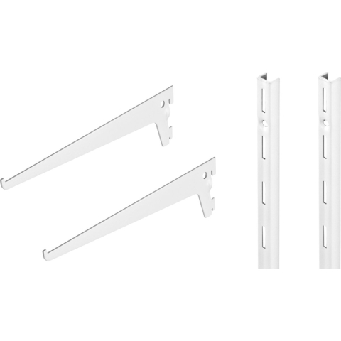 6x plankdragers 25 cm met 6x wandrails 14.5 cm - staal wit - wandrailsysteem -