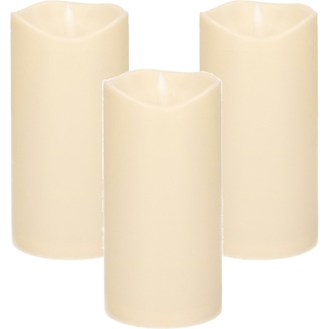 3x Stuks LED Stompkaars ivoor 15 cm met timerfunctie -