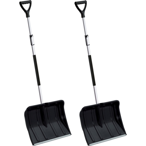 2x stuks sneeuwscheppen / sneeuwschuivers zwart telescopische steel 120 - 160 cm -
