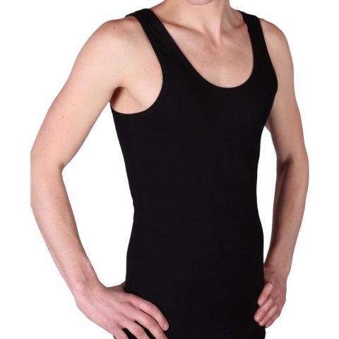 Set van 2x stuks beeren heren hemd/singlet zwart 100% katoen, maat: 2XL -