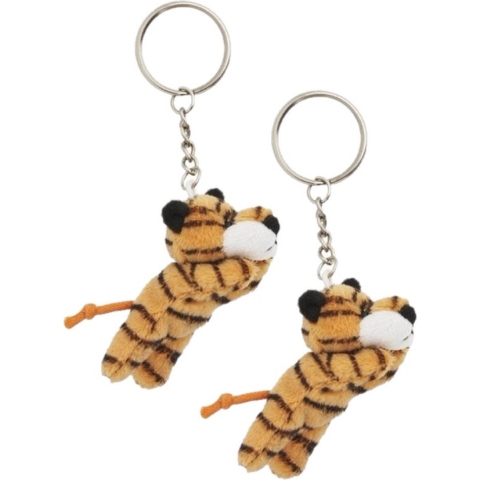 Nature planet Sleutelhanger pluche Tijger - 4x - knuffel sleutelhanger - 6 cm - cadeau knuffel -