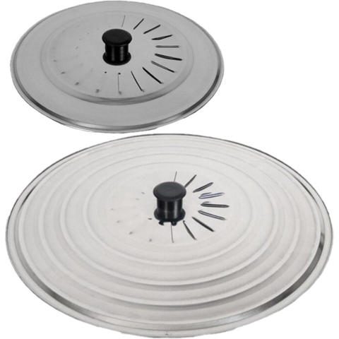 Set van 2x stuks universele RVS spatdeksels/pannendeksels met stoomuitlaat 28 cm/40 cm -
