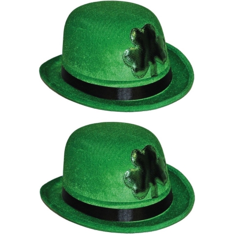 St. Patrick's Day Groene Bolhoedje - 3x stuks - zwart lint - volwassenen - feestaccessoire -