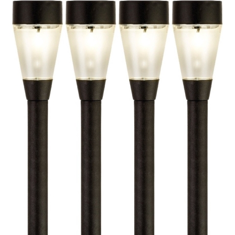 4x Buiten/tuin LED zwarte stekers Jive solar verlichting 32 cm -