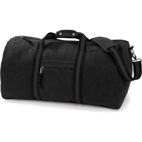 Quadra Vintage canvas weekend/reistas - zwart - 45 liter - 58 x 30 cm - katoen -