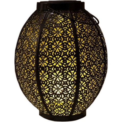 1x stuks zwart/gouden solar lantaarns van metaal 23 cm -
