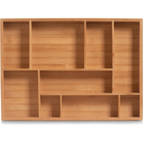 Zeller Lade inzetbak - bamboe - 9-vaks - lade organizer - 44 x 42 cm -