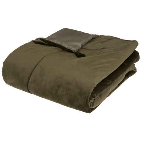 Atmosphera Bedsprei deken Sonia - fluweel donkergroen - 80 x 180 cm - polyester - extra dik -