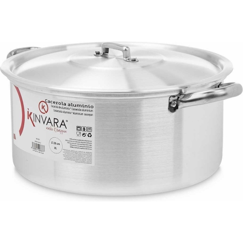 Grote Kookpan/soeppan/sauspan met deksel - Aluminium - 8 liter - D30 x H16 cm -