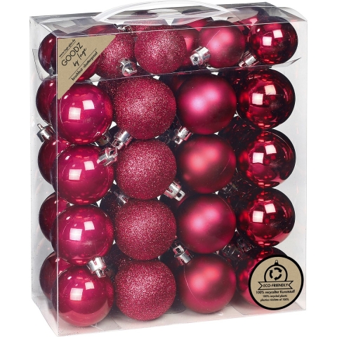 Kerstballen - 44x stuks - kunststof - bessen roze - mix -