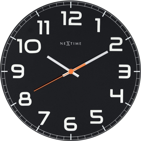 NeXtime NE-8817ZW Wandklok Dia. 30 X 3.5 Cm, Glas, Zwart, 'Classy Round'