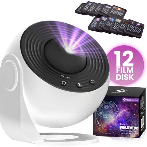 MostEssential Premium 12-in-1 Projectorlamp - 360° - 3000 lm - Zwart + Wit
