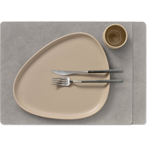 LIND DNA Placemats Hippo - Leer - Anthracite Grey - 45 x 35 cm - 2 Stuks