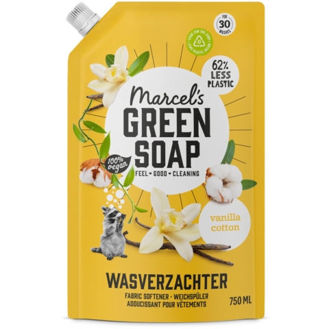 6x Marcel's Green Soap Wasverzachter Katoen&Vanille Navulling 750 ml