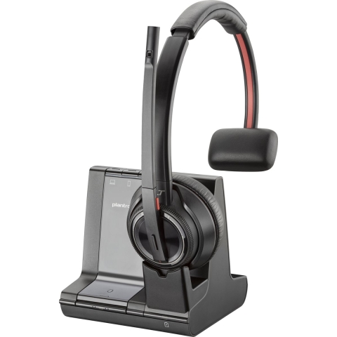 HP Poly Savi 8210-M On Ear headset Telefoon DECT, Bluetooth Stereo Zwart Noise Cancelling Headset, Volumeregeling, Microfoon uitschakelbaar (mute), Incl.