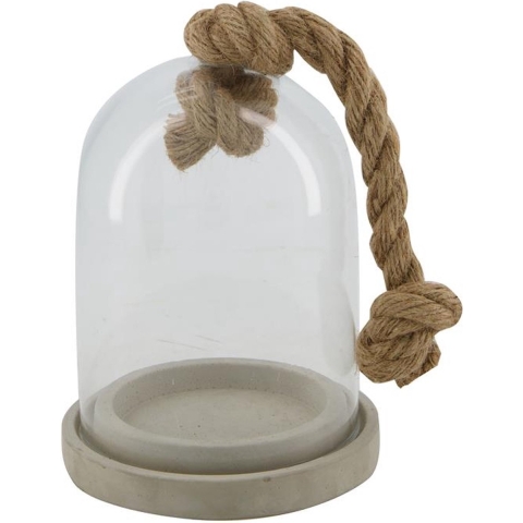 Stolp met touw glas Ø13,5x20cm