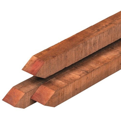 Paal hardhout fijn bezaagd gepunt 7,0x7,0x200 cm Tuindeco - Tuindeco