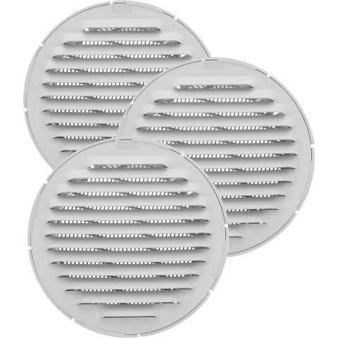 AMIG Ventilatierooster/muurrooster rond - 3x - voor D80mm buisaansluiting - aluminium -