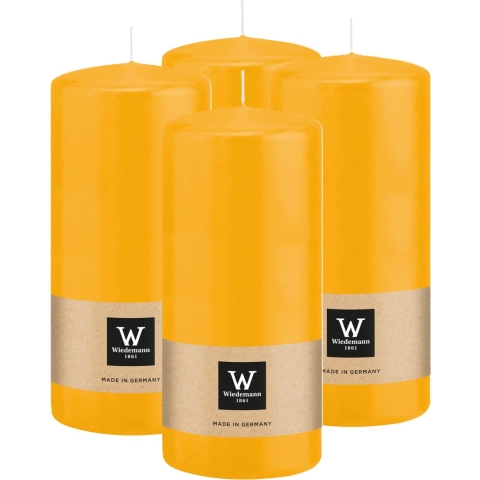 Cilinderkaars/stompkaars - 4x - geel - 15 x 7 cm - 63 branduren -