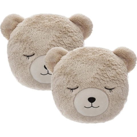 Dieren sierkussen kinderkamer - 2x - beer beige - 27 cm - polyester -