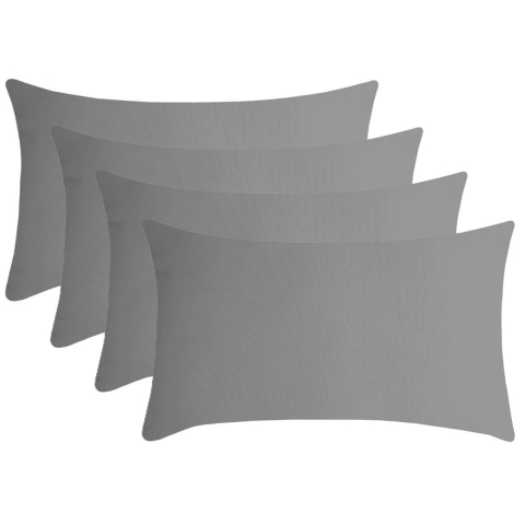 Stof Textile sierkussen Nelson - 4x - grijs - 30 x 50 cm - bank kussens - polyester -