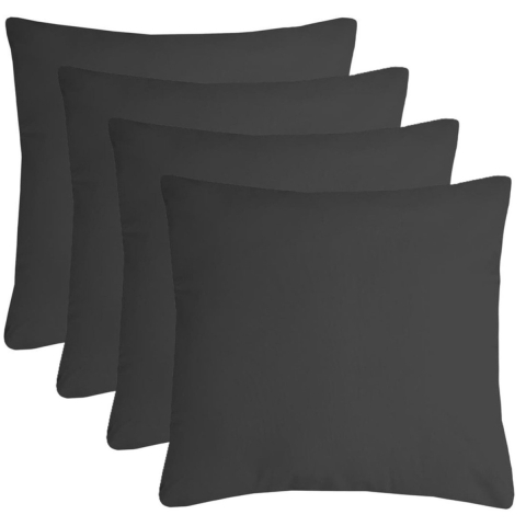 Stof Textile sierkussen Nelson - 4x - donkergrijs - 60 x 60 cm - bank kussens - polyester -