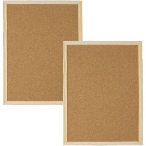 Gerimport Prikbord/memobord - 2x - kurk - bruin - 40 x 60 cm - hobby/knutsel materialen -