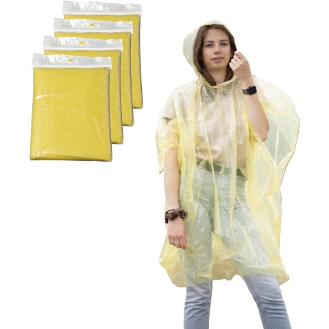 Regenponcho - 100x - geel transparant - wegwerp - voor volwassenen - one size fitts all - capuchon One size -