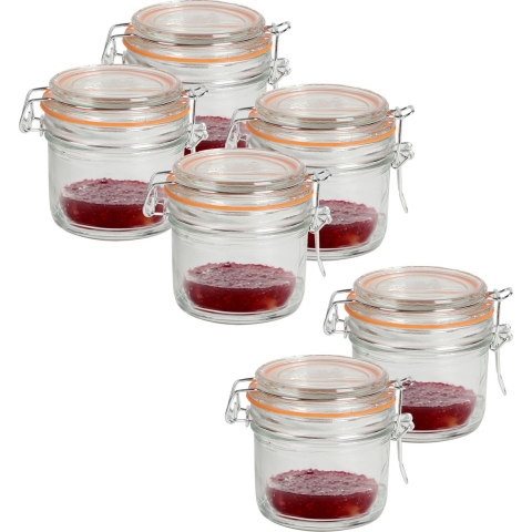 Weckpot/inmaakpot - 6x - 200 ml - glas - met beugelsluiting - D8.5 x H8.5 cm -