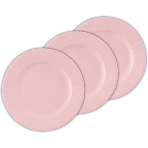 Feestbordjes/BBQ bordjes - 40x - lichtroze - rond - papier/karton - 27cm -