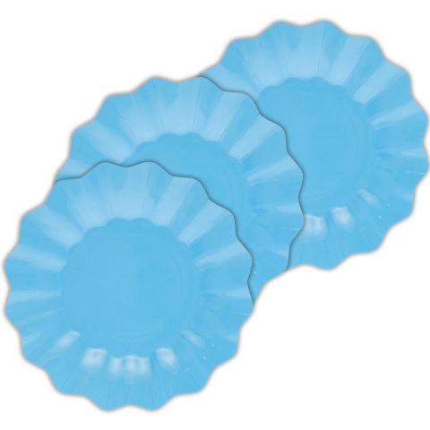 Feestbordjes met schulprand - 40x - turquoise - rond - karton - 27cm -