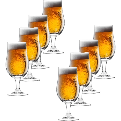 Bierglazen op voet - 8x stuks - glas - 370 ml - speciaal bier - bierglas -