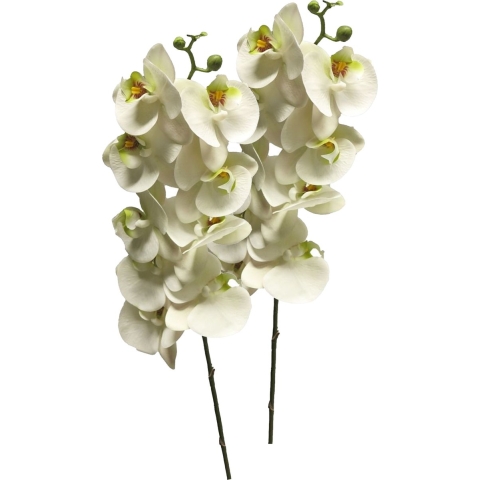 Kunstbloem Orchidee Bora - 2x - wit - 108 cm - losse steel - kunst zijdebloem - Phalaenopsis -