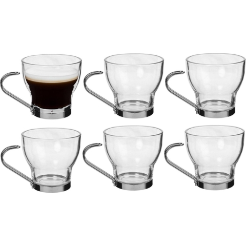 Alessandro Koffieglazen Paracafe - 12x - 220 ml - espressoglas - met RVS oor -