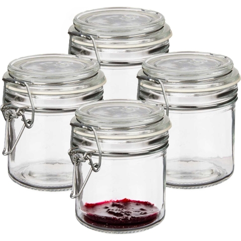Weckpot/inmaakpot - 4x - Tarro - 250 ml - glas - met beugelsluiting - 11 x 10 cm - luchtdicht -