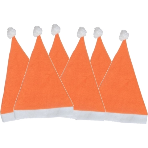 Voordelige kerstmuts - 10x - oranje - voor volwassenen - polyester - 59 cm - kerstaccessoires -