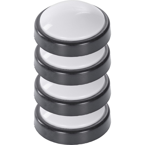 CM Nachtlampjes - 4x - draadloos - wit/zwart - kinderkamer - drukknop - zelfklevend - 15 x 5 cm -