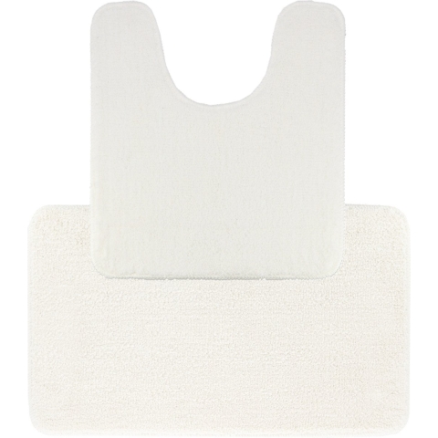 Tendance Badkamer Matten set Aquarius - wit - toilet en bad mat - hoogpolig - microfiber -