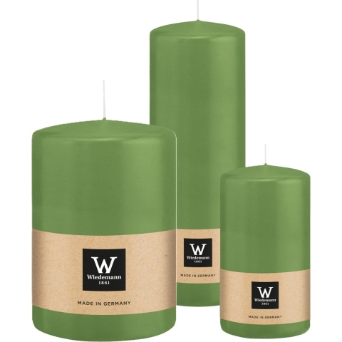 Cilinderkaarsen/stompkaarsen - set van 3 - lichtgroen - 7x13/10x15/7x20 cm -