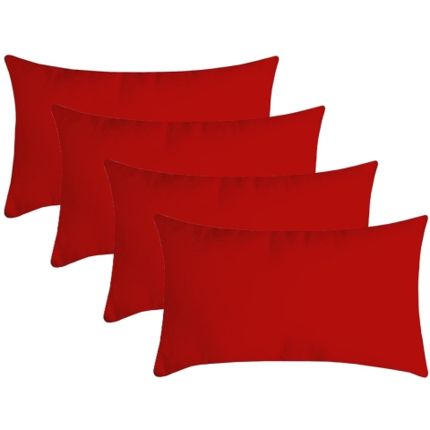 Stof Textile sierkussen Nelson - 4x - rood - 30 x 50 cm - bank kussens - polyester -