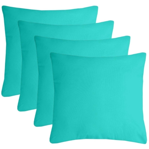 Stof Textile sierkussen Nelson - 4x - aqua blauw - 60 x 60 cm - bank kussens - polyester -