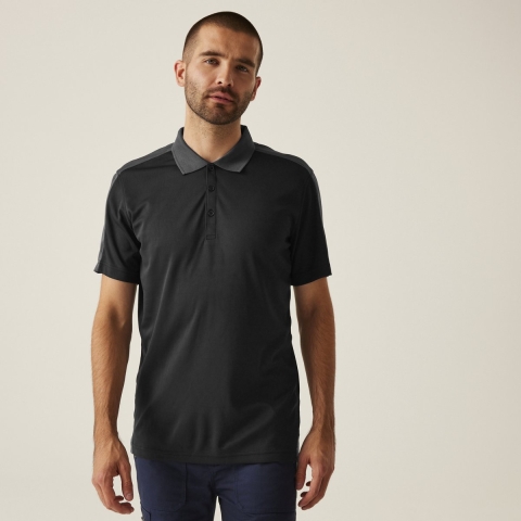 Ragetta RG1740 Contrast Coolweave Polo - Black/Seal Grey (Solid) - 3XL